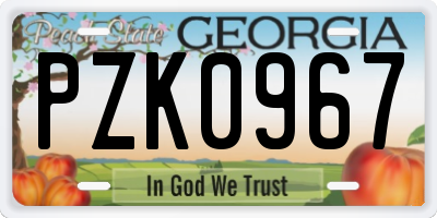 GA license plate PZK0967