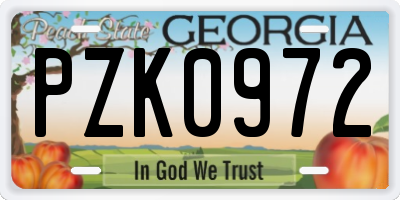 GA license plate PZK0972
