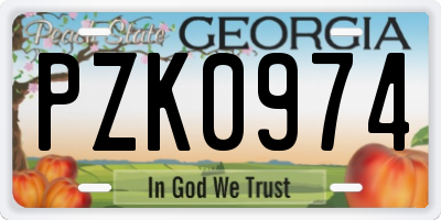 GA license plate PZK0974