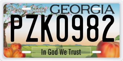 GA license plate PZK0982
