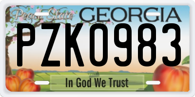 GA license plate PZK0983