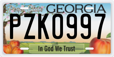 GA license plate PZK0997