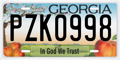 GA license plate PZK0998