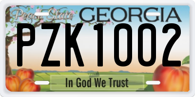 GA license plate PZK1002