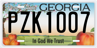 GA license plate PZK1007