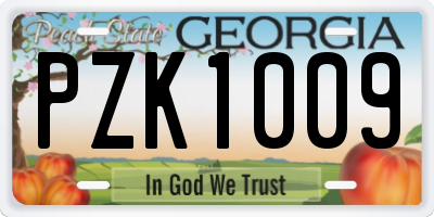 GA license plate PZK1009