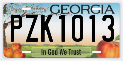 GA license plate PZK1013