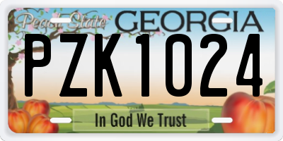 GA license plate PZK1024