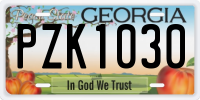 GA license plate PZK1030