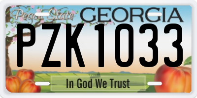 GA license plate PZK1033