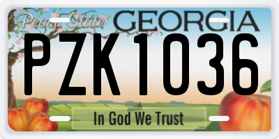 GA license plate PZK1036