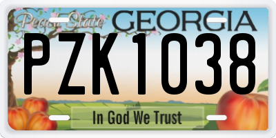 GA license plate PZK1038