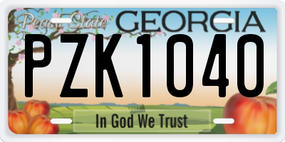 GA license plate PZK1040