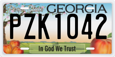 GA license plate PZK1042