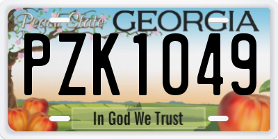 GA license plate PZK1049