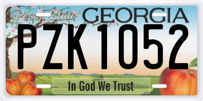 GA license plate PZK1052