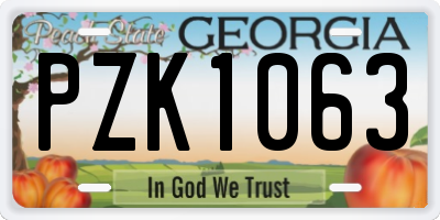 GA license plate PZK1063