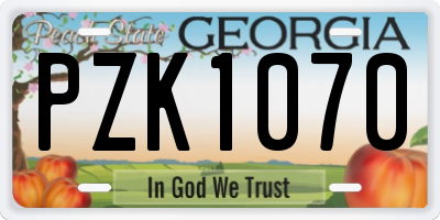 GA license plate PZK1070