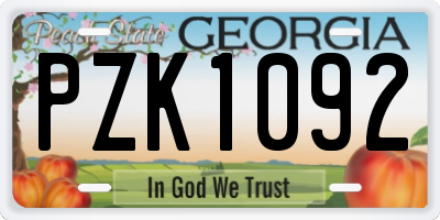 GA license plate PZK1092
