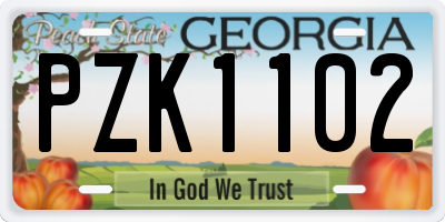 GA license plate PZK1102