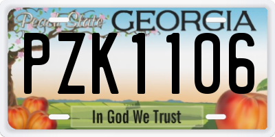 GA license plate PZK1106