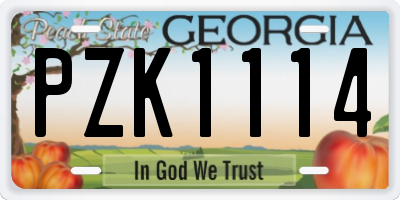 GA license plate PZK1114