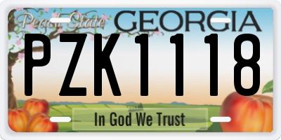 GA license plate PZK1118