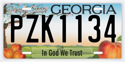 GA license plate PZK1134