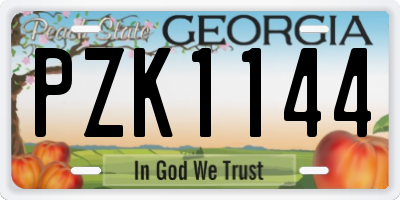 GA license plate PZK1144