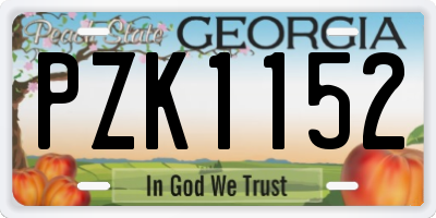 GA license plate PZK1152