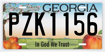 GA license plate PZK1156