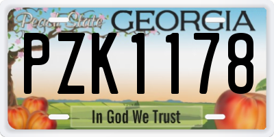 GA license plate PZK1178