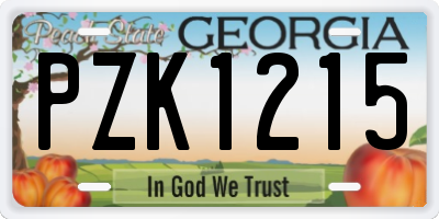 GA license plate PZK1215