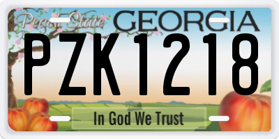 GA license plate PZK1218