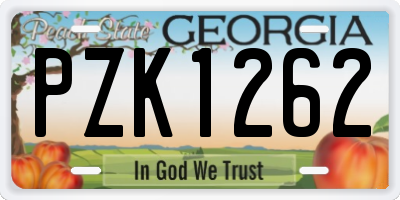 GA license plate PZK1262
