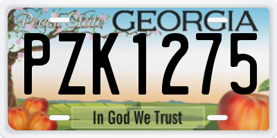 GA license plate PZK1275
