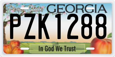 GA license plate PZK1288