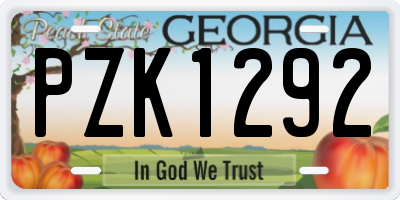 GA license plate PZK1292