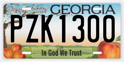 GA license plate PZK1300