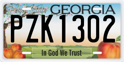 GA license plate PZK1302
