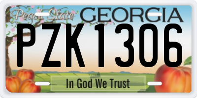 GA license plate PZK1306