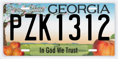 GA license plate PZK1312