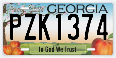 GA license plate PZK1374