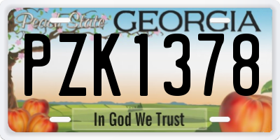 GA license plate PZK1378