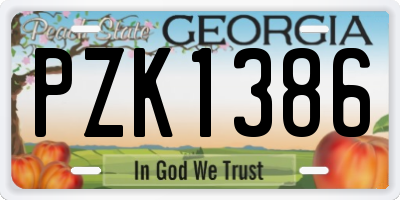 GA license plate PZK1386
