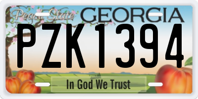 GA license plate PZK1394