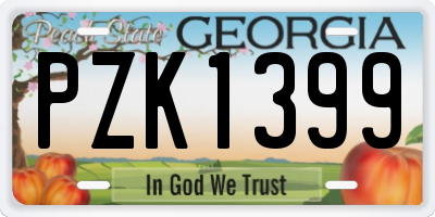 GA license plate PZK1399