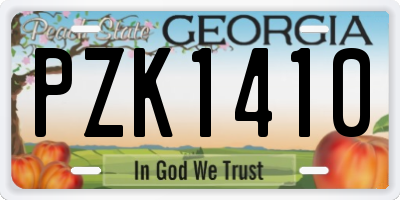 GA license plate PZK1410