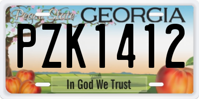 GA license plate PZK1412
