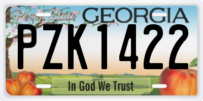 GA license plate PZK1422